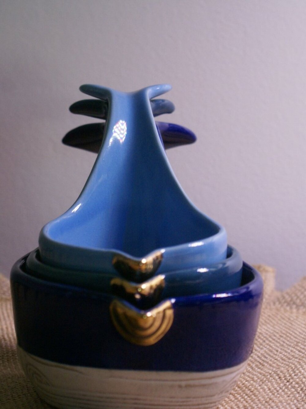 Whale Narwhal Measuring Cups set of 3 Stackable Ceramic Cracker Barrell